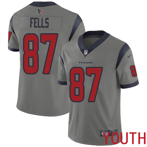 Houston Texans Limited Gray Youth Darren Fells Jersey NFL Football #87 Inverted Legend->youth nfl jersey->Youth Jersey